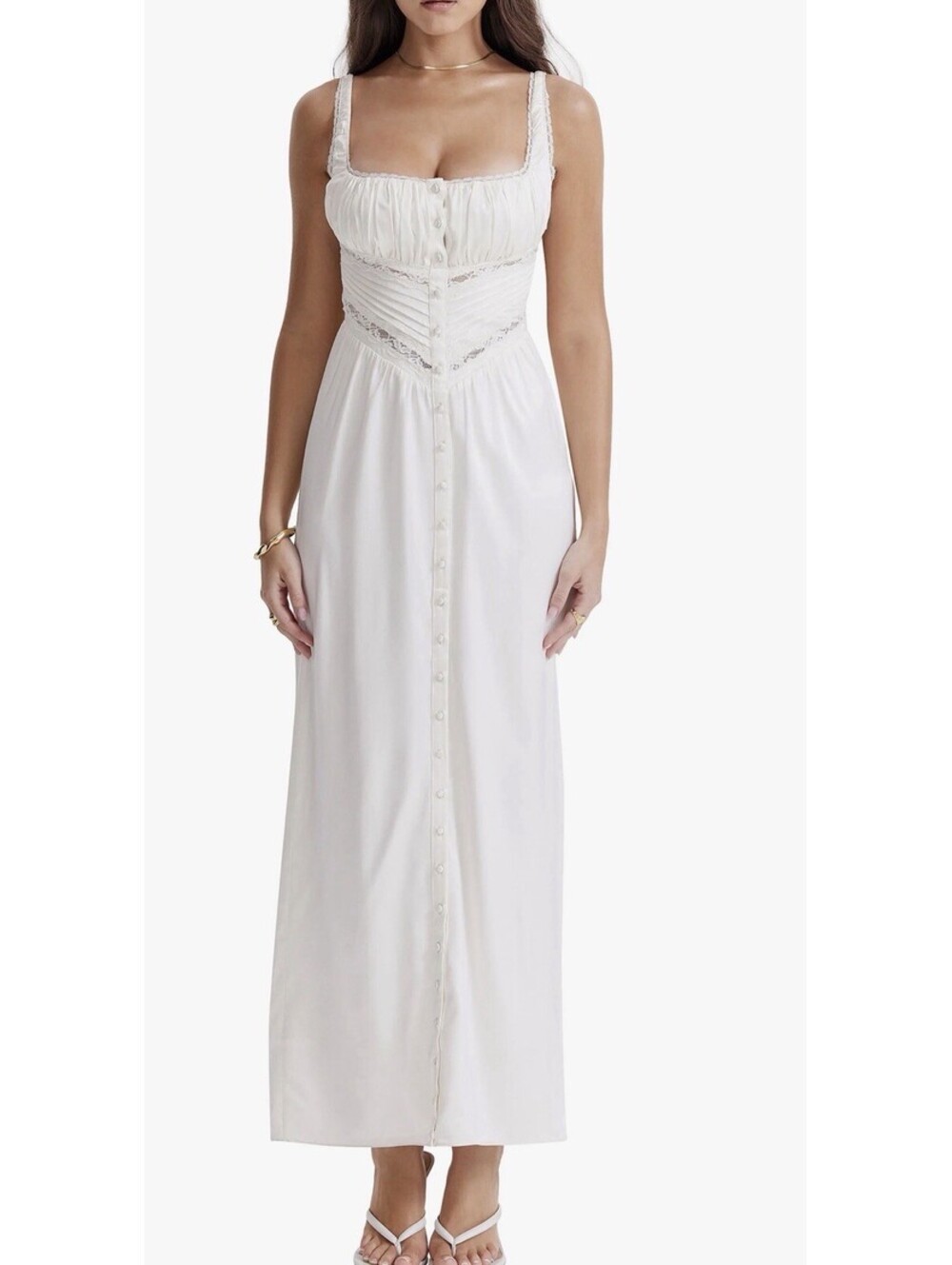 New House Of CB Illiana Silk Blend Maxi Dress In Ivory Size S $269
